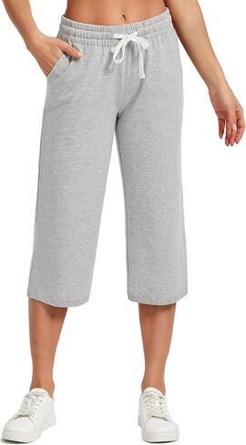 SPECIALMAGIC النساء كابري السراويل كابري Sweatpants اليوغا القطن واسعة الساق بيجامة السراويل 18-الدخان الأخضر الصغيرة in Kuwait