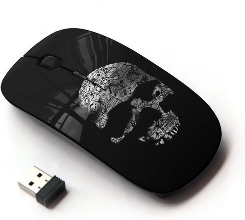 [ Optical 2.4G Wireless Mouse ] Skull Dark Black Death Shadow Bones in Saudi Arabia