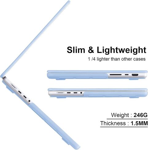 EooCoo [Ultra Thin Armor] Case Compatible with MacBook Pro 16 inch 2024-2021 M3 M2 M1 A2991 A2780 A2485, [Same as Bare MacBook] [Anti-Fingerprint] Protective Hard Shell&Keyboard Skin, Ice Frost Clear in Saudi Arabia