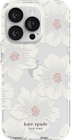 حافظة Kate Spade New York الواقية الصلبة متوافقة مع هاتف Apple iPhone 14 Pro - Hollyhock Floral Clear [KSIPH-223-HHCCS] in Saudi Arabia