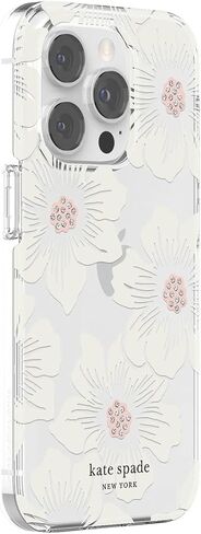 حافظة Kate Spade New York الواقية الصلبة متوافقة مع هاتف Apple iPhone 14 Pro - Hollyhock Floral Clear [KSIPH-223-HHCCS] in Saudi Arabia