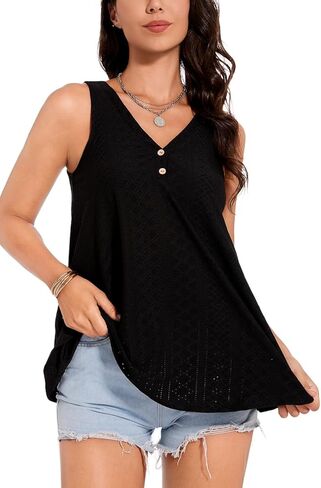 ANYFITTING Women's Built in Bra Tank Top Summer Trendy Tops Flowy Loose Fit Casual Halter Cami Camisole Tops S-3XL in Kuwait