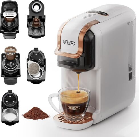 HiBREW H2B 5-in-1 Pods Coffee Maker, 19 Bar Espresso Machine for Pods, for Kcup*/Nes*/DG*/Espresso Powder, Makes iced coffee (Black) in Saudi Arabia