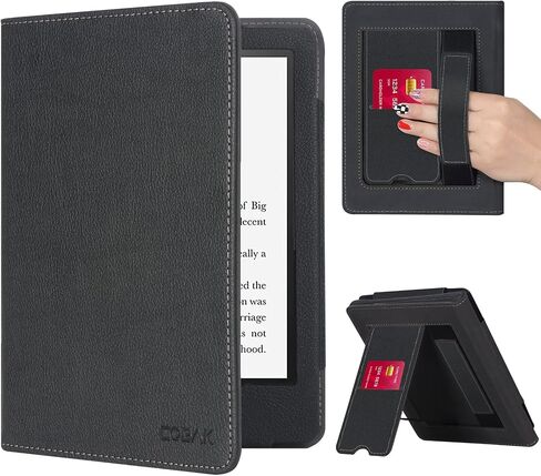 حافظة CoBak مع حامل لجهاز Kindle Paperwhite - غطاء متين من جلد البولي يوريثان مع خاصية التنبيه التلقائي للنوم، وفتحة للبطاقة، وميزة حزام اليد - يناسب جهاز Kindle Paperwhite من الجيل الحادي عشر مقاس 6.8 بوصات إصدار التوقيع 2021 in Saudi Arabia