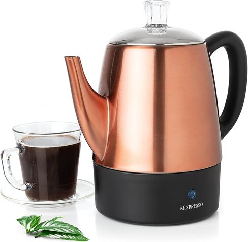 Mixpresso Electric Percolator Coffee Pot, Stainless Steel Coffee Maker, Percolator Electric Pot, 10 Cups Stainless Steel Percolator With Coffee Basket (Shiny Blue) in Saudi Arabia