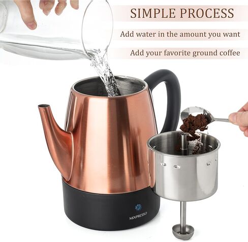 Mixpresso Electric Percolator Coffee Pot, Stainless Steel Coffee Maker, Percolator Electric Pot, 10 Cups Stainless Steel Percolator With Coffee Basket (Shiny Blue) in Saudi Arabia