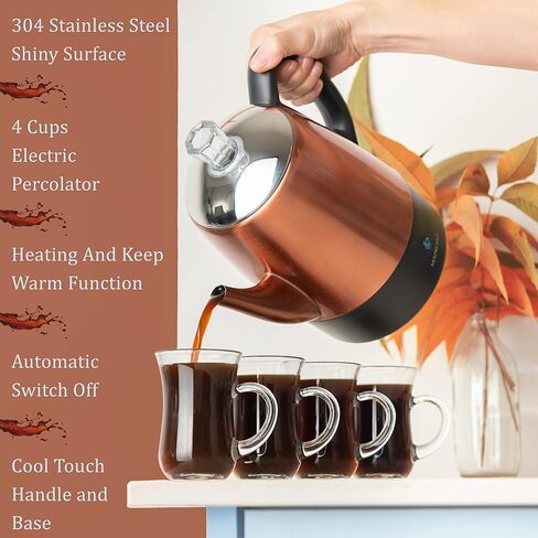 Mixpresso Electric Percolator Coffee Pot, Stainless Steel Coffee Maker, Percolator Electric Pot, 10 Cups Stainless Steel Percolator With Coffee Basket (Shiny Blue) in Saudi Arabia