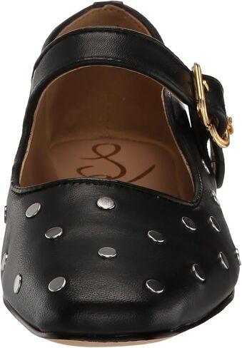 Sam Edelman Women's Michaela Stud Mary Jane Flat, Black Leather, 6.5 in Saudi Arabia