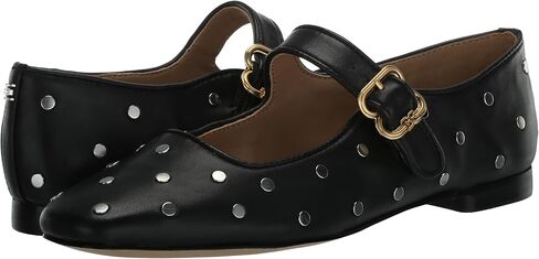 Sam Edelman Women's Michaela Stud Mary Jane Flat, Black Leather, 6.5 in Saudi Arabia