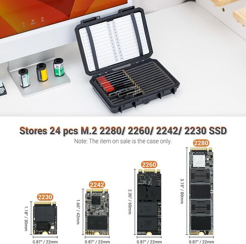 Hard Plastic 15 Slots M.2 2280/2260/2242/2240/2230 Case, Water-Resistant Shockproof M.2 SSD Holder with Label & Notepaper, M.2 2280 SSD Card Case Vertical Style M.2 Drive Storage Box in Kuwait