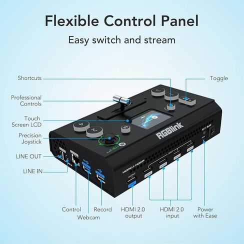 RGBlink mini-MX SDI All-in-One Live Streaming Multi-Camera Video Mixer Switcher with 5.5" Touch Screen, 4 HDMI & 4 SDI, UVC/NDI, Audio Mixer, 16 Preset Scene Settings for Live Streaming in Saudi Arabia