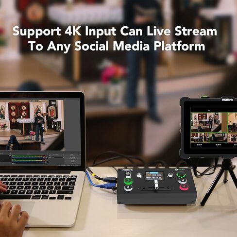 RGBlink mini-MX SDI All-in-One Live Streaming Multi-Camera Video Mixer Switcher with 5.5" Touch Screen, 4 HDMI & 4 SDI, UVC/NDI, Audio Mixer, 16 Preset Scene Settings for Live Streaming in Saudi Arabia
