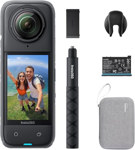 Insta360 X4 - Waterproof 8K 360 Action Camera, 4K Wide-Angle Video, Invisible Selfie Stick, Removable Lens Guards, 135 Min Battery Life, AI Editing, Stabilization, for Sports, Travel, Outdoor in Kuwait
