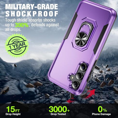 for Samsung Galaxy A35 5G Phone Case [15 FT Military Grade Drop Protection] with 2X Tempered Glass Screen Protector, Heavy-Duty Shockproof Kickstand Case for Samsung Galaxy A35 5G (Blue) in Kuwait