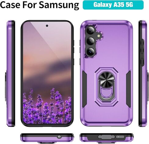 for Samsung Galaxy A35 5G Phone Case [15 FT Military Grade Drop Protection] with 2X Tempered Glass Screen Protector, Heavy-Duty Shockproof Kickstand Case for Samsung Galaxy A35 5G (Blue) in Kuwait