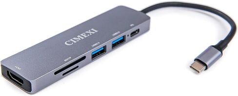 CIMEXI USB C Hub 6 في 1 محول من النوع C متعدد المنافذ (4K@30 هرتز) - محطة إرساء مع USB 3.0+USB 2.0 + 1 SD/TF + PD 60W، قارئ بطاقات - متوافق مع كمبيوتر محمول MacBook Pro/Air وأجهزة أخرى من النوع C in Saudi Arabia