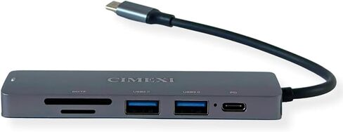 CIMEXI USB C Hub 6 في 1 محول من النوع C متعدد المنافذ (4K@30 هرتز) - محطة إرساء مع USB 3.0+USB 2.0 + 1 SD/TF + PD 60W، قارئ بطاقات - متوافق مع كمبيوتر محمول MacBook Pro/Air وأجهزة أخرى من النوع C in Saudi Arabia