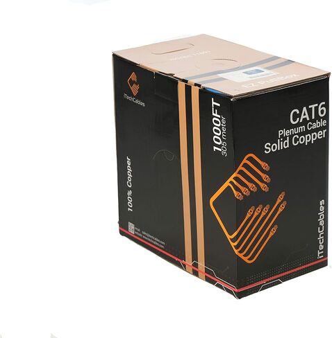 Cat6 Plenum 1000ft CMP Cable, Fluke Test Passed, 4 Pair Pure Solid Copper, 23AWG, 550MHz, Network Cable, Unshielded Twisted Pair UTP, Bulk Ethernet Cable, Blue in Color (White) in Kuwait