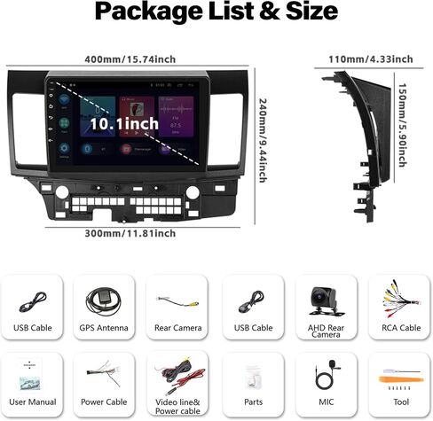 CAMECHO [2G+64G] Android 13 Car Stereo for Mitsubishi Lancer 2008-2017, Wireless CarPlay Android Auto 10.1" Touch Screen Bluetooth Car Radio with GPS Navigation WiFi EQ/HiFi + AHD Backup Camera + Mic in Saudi Arabia