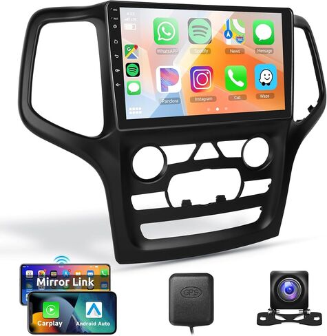 2G 64G راديو CarPlay لسيارة جيب جراند شيروكي 2014-2020، Rimoody 9 بوصة Android Car Stereo Touch Screen مع Android Auto Mirror Link Bluetooth FM/RDS GPS WiFi EQ SWC كاميرا الرؤية الخلفية in Saudi Arabia