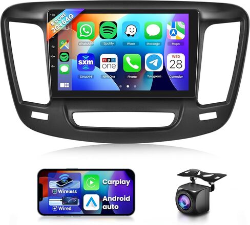راديو سيارة 8 CORE 2G+64G لكرايسلر 200 200C 200S 2015-2019 مع CarPlay/Android Auto، Podofo 9 بوصة 1280 * 720P IPS شاشة تعمل باللمس ستيريو Android 13 GPS WiFi Bluetooth DSP SWC + كاميرا احتياطية عالية الدقة in Saudi Arabia