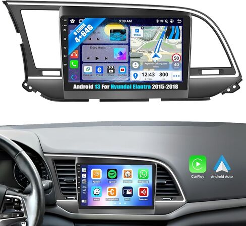 [8 Core 4G+64G] ستيريو سيارة Android 13 لسيارة Hyundai Elantra 2015-2018 مع Apple Carplay Android Auto، راديو سيارة بشاشة لمس 10.1 بوصة مع واي فاي، ملاحة GPS، بلوتوث، FM/RDS، SWC+كاميرا احتياطية in Saudi Arabia
