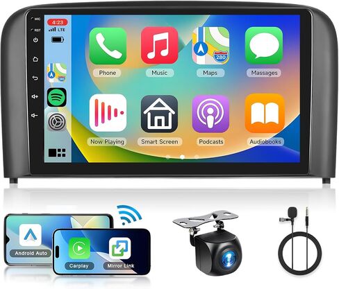 8Core 2+64G ستيريو سيارة لراديو فولفو S80 1999-2006 Carplay Android Auto، 9 بوصة 1280 * 720P IPS شاشة تعمل باللمس، Android/GPS/WiFi/32band DSP صوت/بلوتوث/SWC/كاميرا احتياطية in Saudi Arabia
