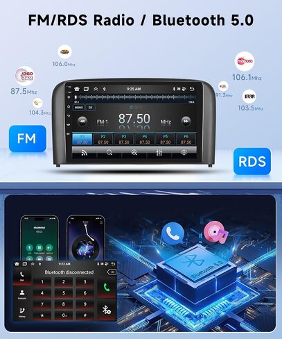 8Core 2+64G ستيريو سيارة لراديو فولفو S80 1999-2006 Carplay Android Auto، 9 بوصة 1280 * 720P IPS شاشة تعمل باللمس، Android/GPS/WiFi/32band DSP صوت/بلوتوث/SWC/كاميرا احتياطية in Saudi Arabia