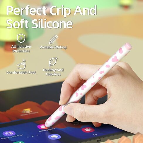 AZF Milk Print Pencil Case, Compatible with Samsung Galaxy Tab S7/S7+/S7 FE/S8/S8+/S8 Ultra/S9/S9+/S9 Ultra S Pen Case, Top and Bottom Cover Separation, Support Magnetic Charging. (Black) in Saudi Arabia