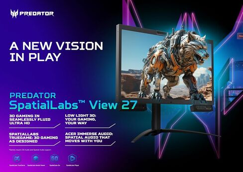 Acer Predator SpatialLabs View 27 PSV27-2 27" Ultra HD Stereoscopic 3D Gaming Display | Eye Tracking | Real-Time Rendering | AI Technologies I AMD FreeSync Premium (G-SYNC Compatible) | 160Hz in Saudi Arabia