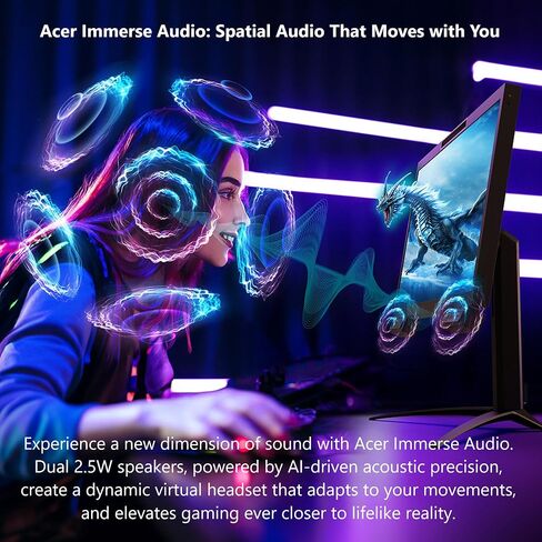 Acer Predator SpatialLabs View 27 PSV27-2 27" Ultra HD Stereoscopic 3D Gaming Display | Eye Tracking | Real-Time Rendering | AI Technologies I AMD FreeSync Premium (G-SYNC Compatible) | 160Hz in Saudi Arabia