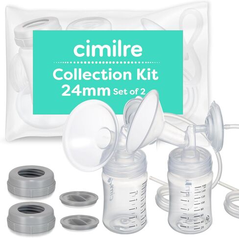 مجموعة تجميع حليب الثدي 24 مم من Cimilre، مجموعة تجميع حليب الثدي ذات الضخ المزدوج لتخزين حليب الثدي، تتضمن دروع الثدي، والصمامات، وحاميات التدفق الخلفي والزجاجات in Saudi Arabia