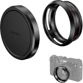 NEEWER Round Lens Hood for X100V & X100VI, Anti Glare Aluminum Alloy Lens Hood, Lens Flare & Reflection Reduction, Compatible with Fujifilm X100V and X100VI, Black, CA086