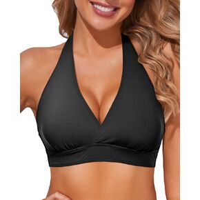 Tempt Me Women Blue Stripe Halter Bikini Top Push Up Swimsuit Top Only M