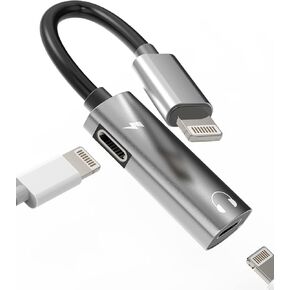 iPhone Headphone Adapter Dual Lightning Jack Dongle(2in1)Apple MFI Certified AUX Cable Splitter Audio Charge Converter for 14 13 12 11 Pro Max Mini Xs Se 7 X 8 Plus Ipad Music Charging Adaptador Para