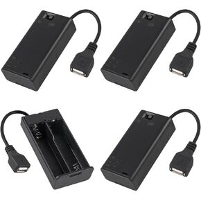 4Pcs 3 AA Battery Holder, 3 AA Battery Case Box Holder 4.5-5V with Cover and On/Off Switch,USB Cable