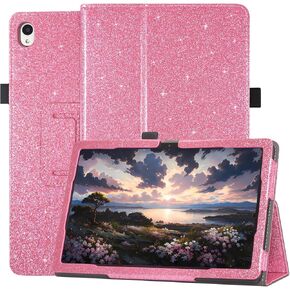 Case for Onn. 10.1 Inch Tablet Gen 4 Model:100135925 2024 Release - Folio PU Leather Stand Cover with Pencil Holder, Glitter Pink