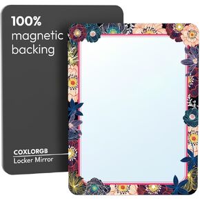 COXLORGB Locker Mirror Magnetic for Girls and School Locker, Strong Magnetic Mirror for Locker, Magnetic Locker Mirror with Colorful Design, Stylish Locker Accessories, 1 Pack, 5 inxh x 7 inch
