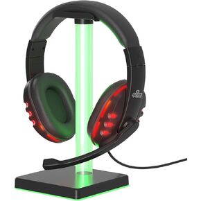 Wired LED Gaming Headset with Microphone and LED Lights Gaming Headset Stand | On-Ear Gaming Headphones for PS5, Xbox Series X and S, Laptop, PC Gaming Headphone Stand | USB, AUX Input