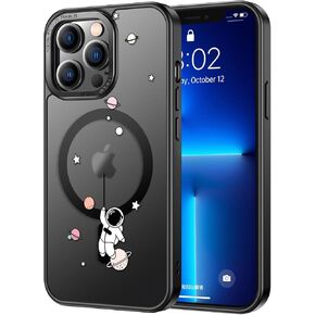 LUHOURI Enhanced Magnetic for iPhone 12 Case,iPhone 12 Pro Case with Screen Protector - Compatible with Magsafe, Military-Grade Drop Tested, Slim Fit Shockproof Translucent Matte Cover - Black