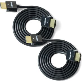 NTW High Performance Ultra Slim HDMI Cable (3.3ft) Premium High Speed Ultra Thin HDMI cable, 1080p, 4K HDR, 10.2Gbps, 36AWG - Black - NHDMI4S-01M/36C