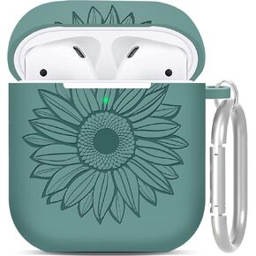 حافظة Airpod، غطاء حماية ناعم من السيليكون متوافق مع حافظة Apple AirPods الجيل الثاني والأول مع سلسلة مفاتيح (وردي)