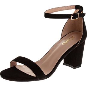 Josmo Women Dress Heel Pumps with Ankle Straps - Adult Fashion Dressy Open Toe Block Heel Shoes - Adult Sizes 6-10