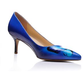 Reindee Lusion Womens Low Kitten Comfortable Stiletto Heels Music Note Printed Closed Toe Sexy Pumps Shoes