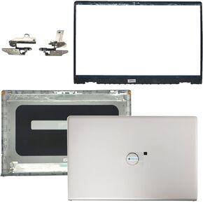 Replacement LCD Back Cover Rear Top Lid with Hinges and Front Bezel Frame for DELL Inspiron 15 3510 3511 3515 3250 3525 Seires Laptop DDM9D 0DDM9D 9WC73 09WC73 Silver