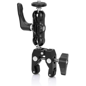 Multi-Functional Ballhead Clamp Magic Arm Adapter with Bottom Clamp Super Robust Central Lock Knob(Black)