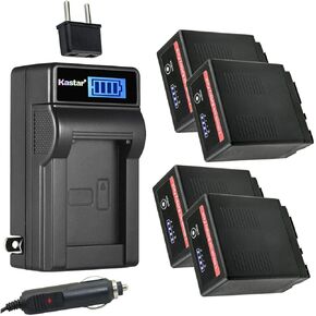 Kastar 4-Pack VW-VBG6 Pro Battery and LCD AC Charger Compatible with Panasonic VW-VBG6 VW-VBG6GK VW-VBG6-K VW-VBG6PPK, CGA-E625 Battery, Panasonic DE-A38, VSK0631, VSK0698 Charger