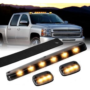 3X LED Cab Marker Lights Smoked Lens Cab Top Roof Running Light Assembly Compatible with Silverado/Sierra 1500 2500 2500HD 3500 3500HD 2014 2500HD 3500HD 2007-2013