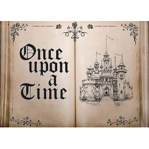 LYCGS 7X5FT Fairy Tale Books Backdrop Once Upon a Time Backdrop Ancient Castle Princess Romantic Photo Background Book Themed Party Background Wedding Birthday Party Decorations Banner X-43