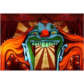 Funnytree 10x8ft Horror Circus Theme Halloween Backdrop for Photography Giant Evil Clown Hallomas Birthday Party Background Scary Grove Vampire Baby Cake Table Decor Banner Photobooth Studio Props